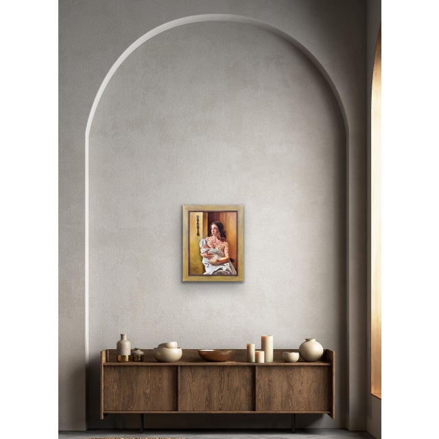 Elin Sian Blake, First Light, Mother & Baby with Welsh Blanket, 21st Century, Oil on Canvas For Sale - Image 10 of 18