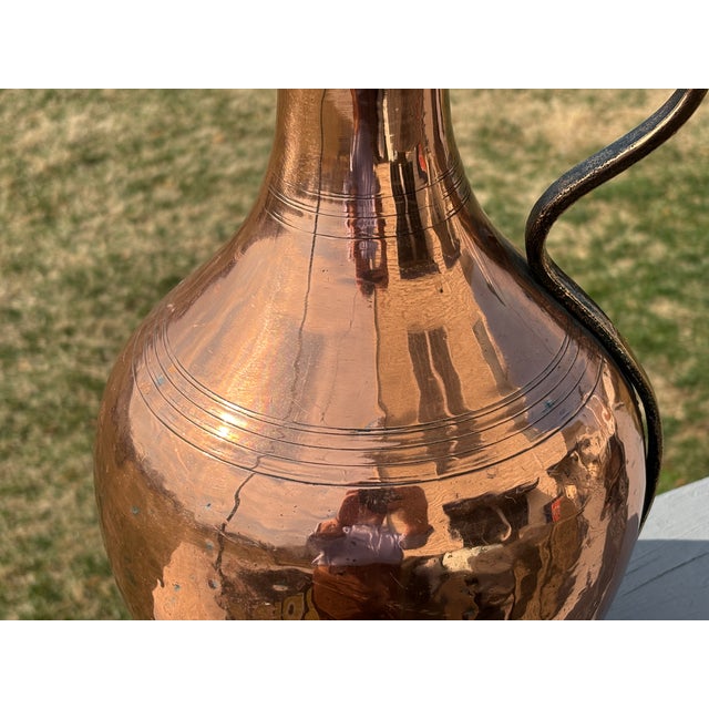 Tall and Highly Detailed Late 19th / Early 20th C. Copper and Brass Vessel Vase Pitcher For Sale - Image 10 of 12
