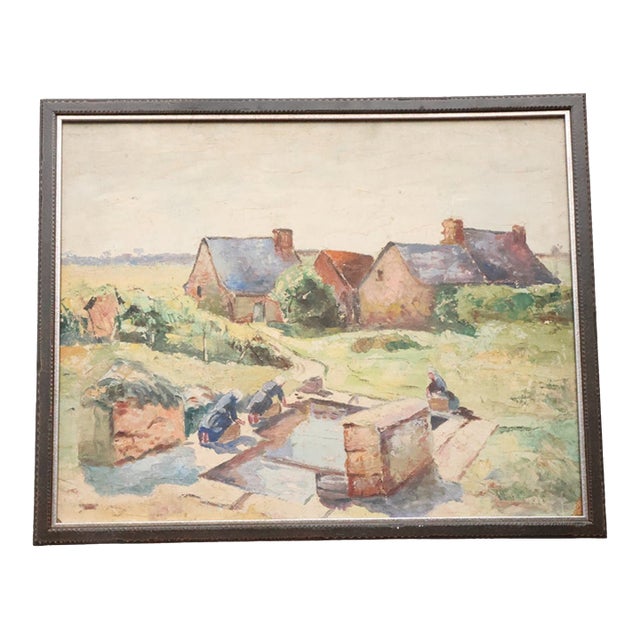 20th Century French Laundry Day Painting For Sale
