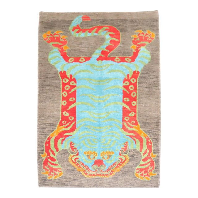Contemporary Flayed Turkish Tiger Rug - 5'1" x 6'8" For Sale