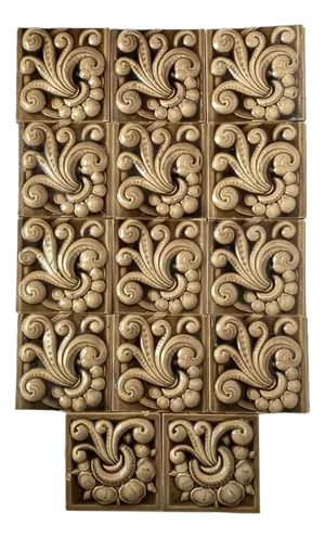 Set of 14 American Encaustic Tiling Co. Brown Majolica Pottery Tiles
