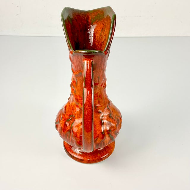 Mid 20th Century Mid-Century Boho Chic Mediterranean U-S-a Pottery Ewer Shaped Ceramic Vase Pitcher. For Sale - Image 5 of 15