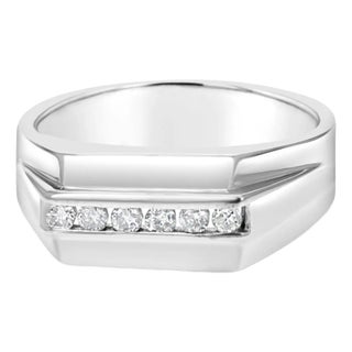 Mens Diamond Wedding Band .23cttw 14k White Gold, Size 11 For Sale