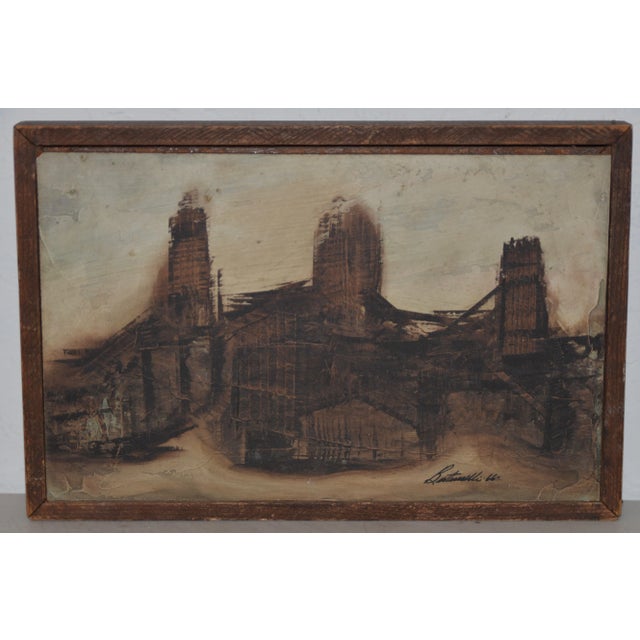 Brown Abstract Cityscape by Beat Era San Francisco Artist George Bertuccelli C.1960s For Sale - Image 8 of 8