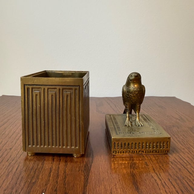 Mid 20th Century Egyptian Brass Box With Falcon For Sale - Image 9 of 11