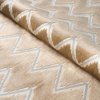 SAMPLE - Schumacher Chevron Velvet Fabric In Gold For Sale