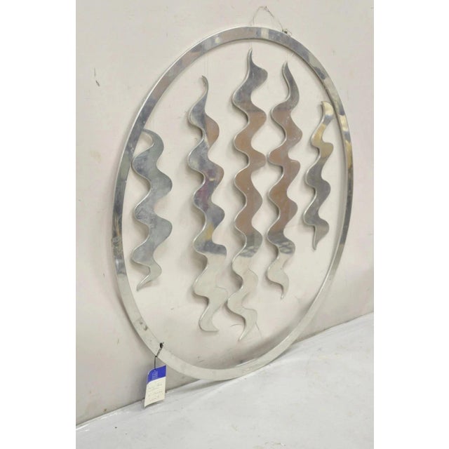Modern Vintage Phyllis Mark 40" Polished Steel Chrome Hanging Wind Chime Sculpture For Sale - Image 3 of 12