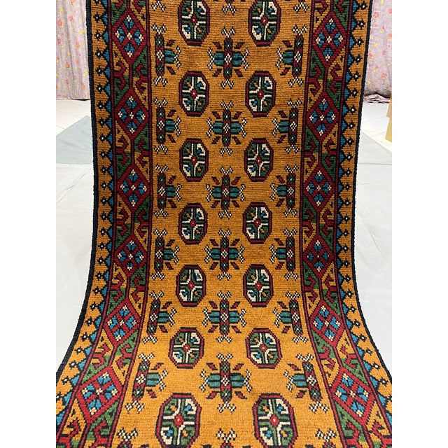 Terracotta Turkmen-Style Geometric Gul Runner Rug, 2'7" X 9'3" For Sale - Image 4 of 13