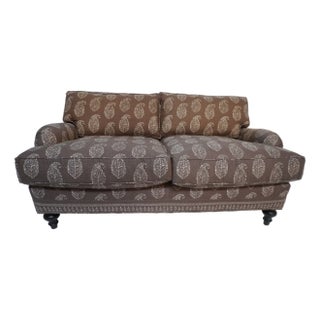 Cambridge Loveseat Sofa in a Paisley Linen by Rooms & Gardens For Sale
