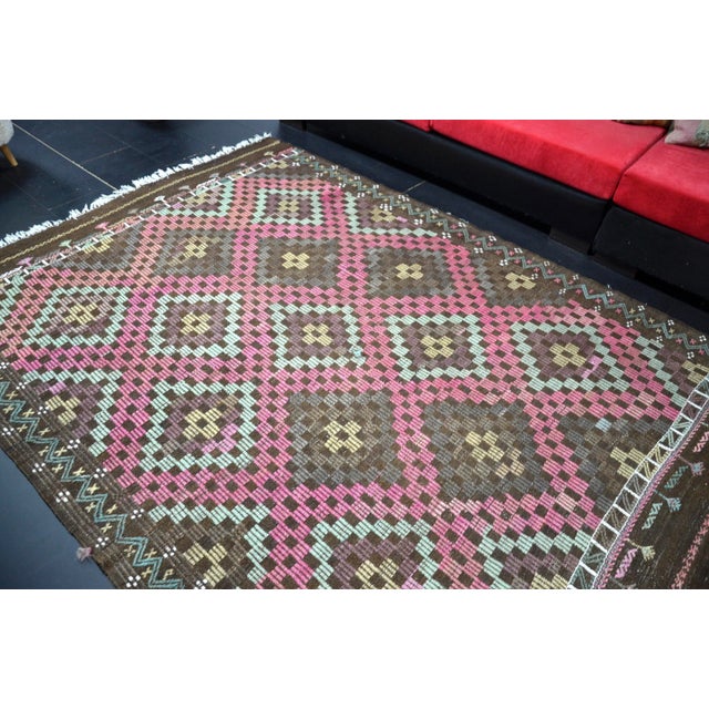 1960s 1960s Turkish Handwoven Kilim Rug For Sale - Image 5 of 10