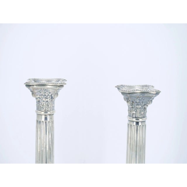 Pair 19th Century English Silverplate Neoclassical Column Form Candlesticks For Sale - Image 4 of 13