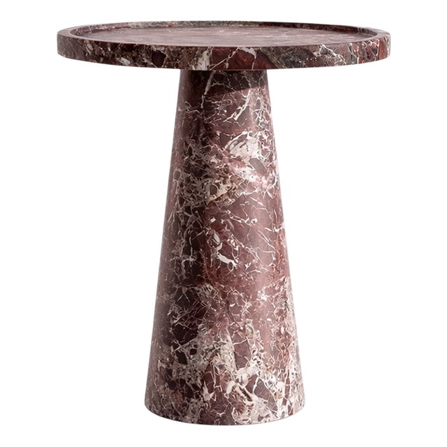 Rosso Levanto Marble Cone Side Table by Kiwano Concept For Sale