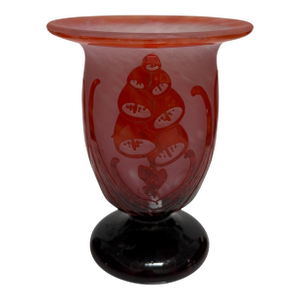 Antique Art Deco Le Verre Francais Acid Etched Cameo Glass Vase C. 1920
