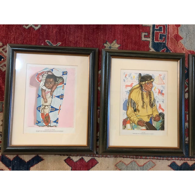 American 1940s Set of Five Harvey House Native American Prints, Framed For Sale - Image 3 of 11