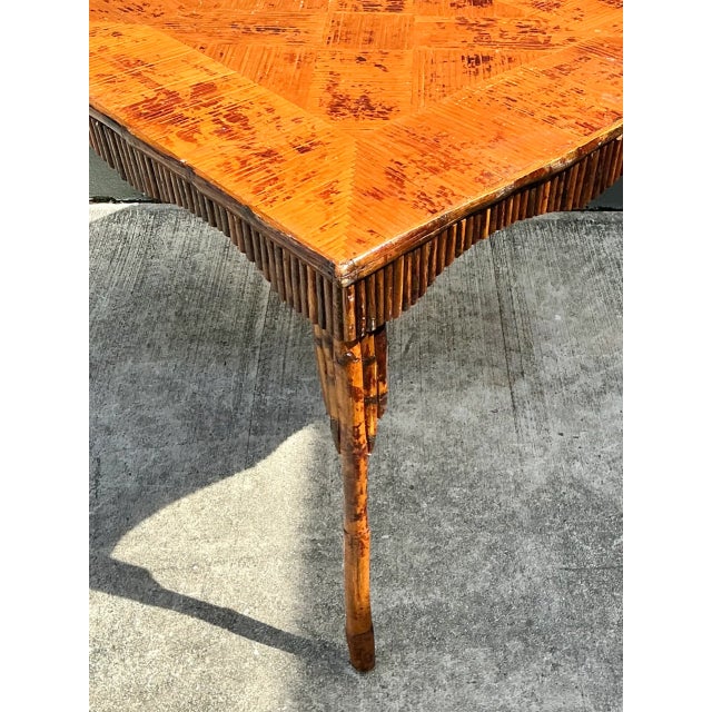 Vintage Light Bamboo Parquetry Game Table For Sale - Image 10 of 12