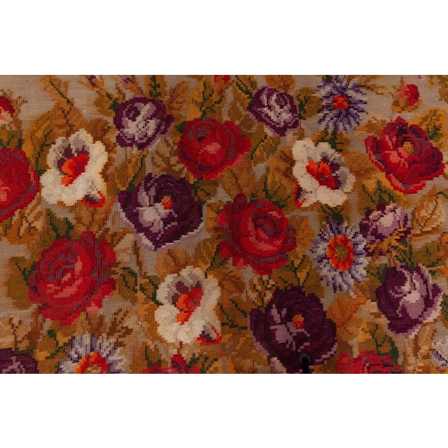 Textile Early 20th Century Russian Bessarabian Floral Handmade Wool Rug For Sale - Image 7 of 8