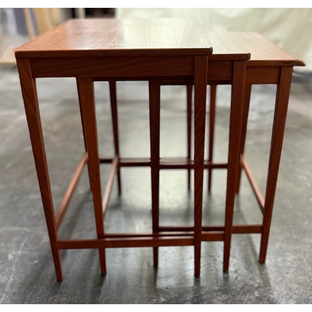 Wood Set of Three Mid-Century Modern Teak Nesting Tables by Svante Skogh for Seffle, Sweden C. 1960s For Sale - Image 7 of 11
