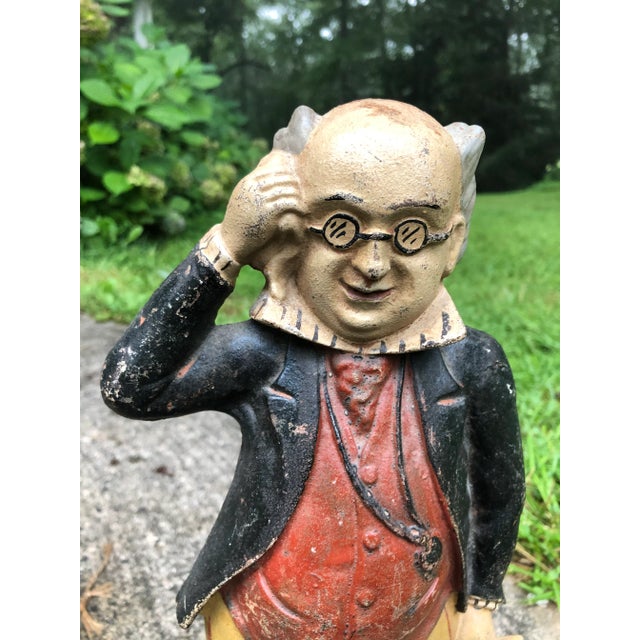 Rare " Mr. Pickwick" Doorstop. Circa 1920 American foundry. Cast-iron example retaining original polychrome paint. Hollow...