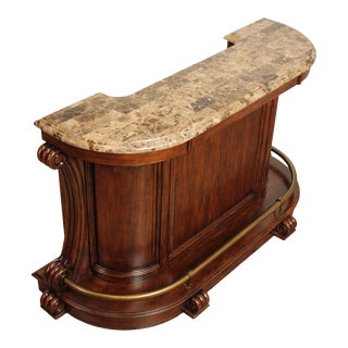 Traditional Empire Style Mahogany and Tessellated Marble Top Bar For Sale