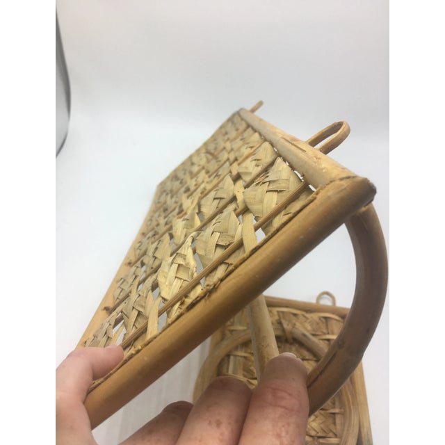 Wood Vintage Cane Bathroom Accessories - Set of 2 For Sale - Image 7 of 9