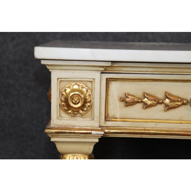 Fine French Empire Creme and Gilded Figural Marble Top Console Sofa Table For Sale In Philadelphia - Image 6 of 12