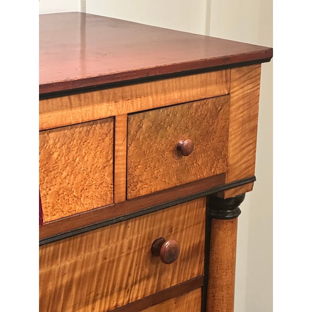 American Empire Curly and Bird’s Eye Maple Chest, Circa 1830. For Sale - Image 14 of 15