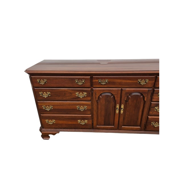 Ethan Allen 1990s Ethan Allen Georgian Court Dresser Chest of Drawers Cherry Chippendale Sideboard For Sale - Image 4 of 17