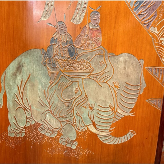 Chinese Lacquered Eight-Panel Folding Screen For Sale - Image 9 of 11