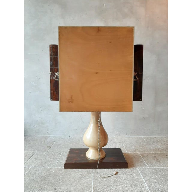 Metal Mid-Century Bar Cabinet in Wood and Goatskin Parchment attributed to Aldo Tura, 1950s For Sale - Image 7 of 18