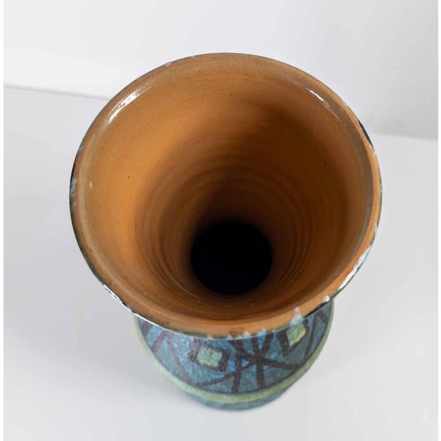 Ceramic Mid-Century Italian Lava Glaze Art Pottery Vase With Geometric Design, Bitossi For Sale - Image 7 of 11