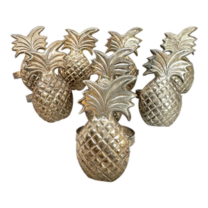 1970s Silver Plated Pineapple Napkin Rings Set of 8