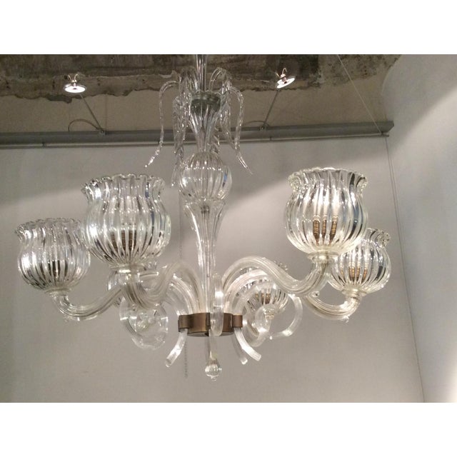 Murano Glass 6-Light Chandelier, 1940s For Sale - Image 4 of 17