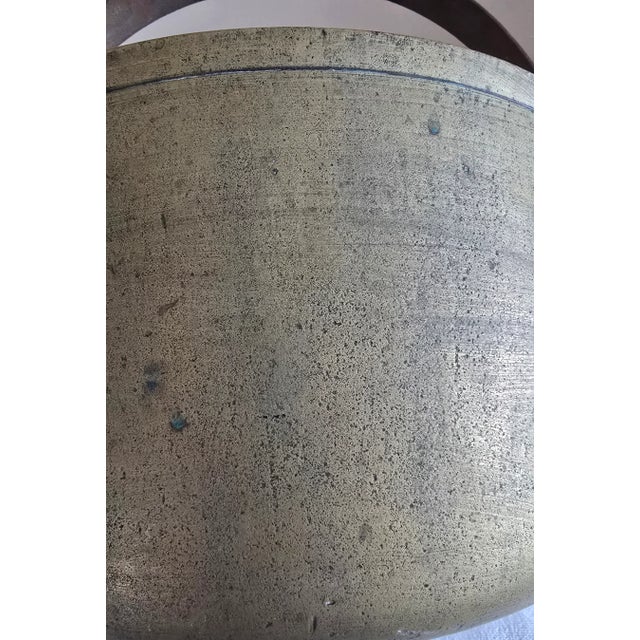 Antique Heavy Thick Brass Jam Pan Cooking Pot With Forged Iron Handle For Sale - Image 10 of 11