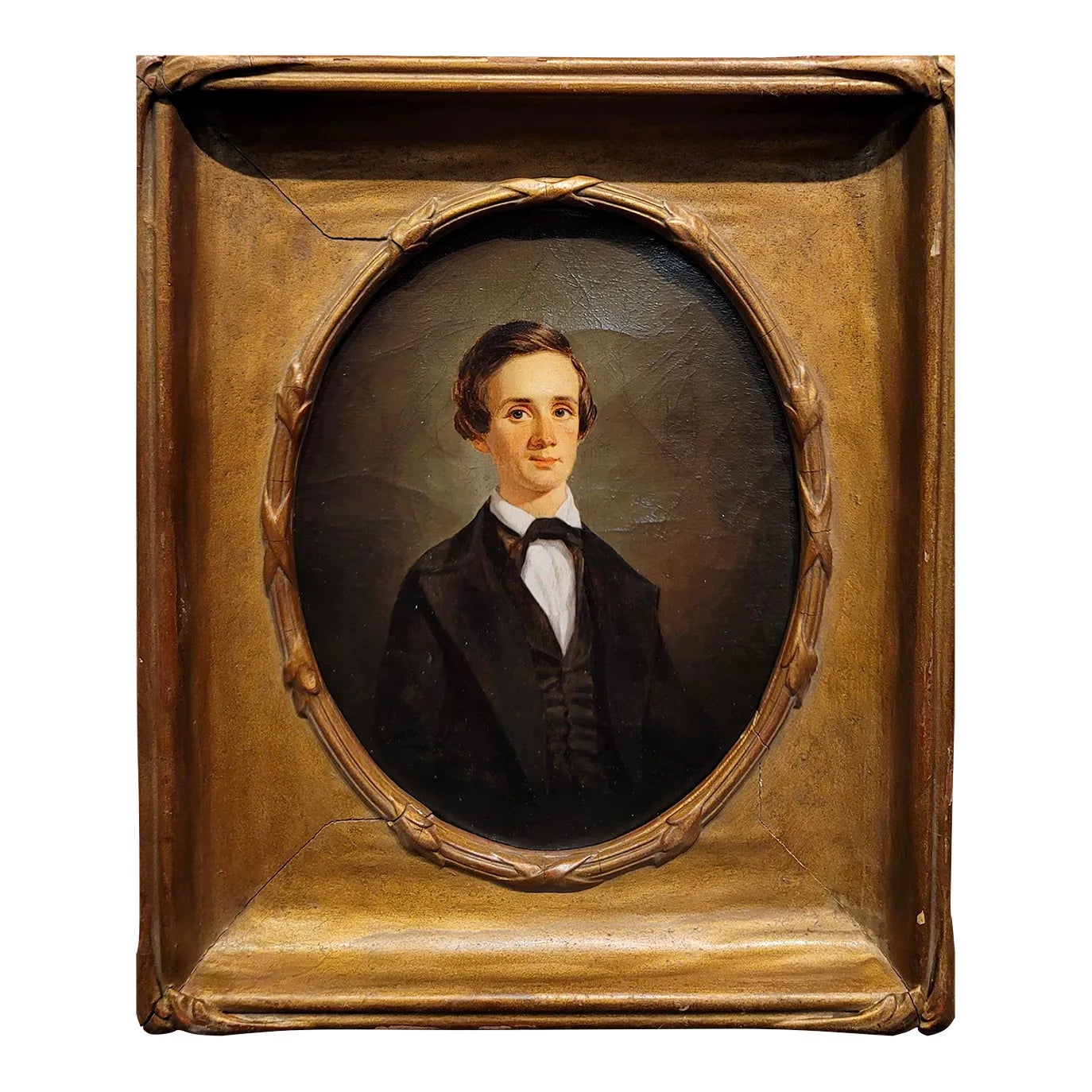 George Linen -Cabinet Portrait of a Young Scottish-19th Century Oil ...