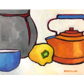 "Simple Treasures" Contemporary Expressionist Style Still Life Oil Painting on Canvas For Sale