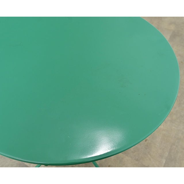Early 20th Century French Pair of Metal Bistro Tables with New Powder Coat, 2 Pieces For Sale - Image 9 of 12