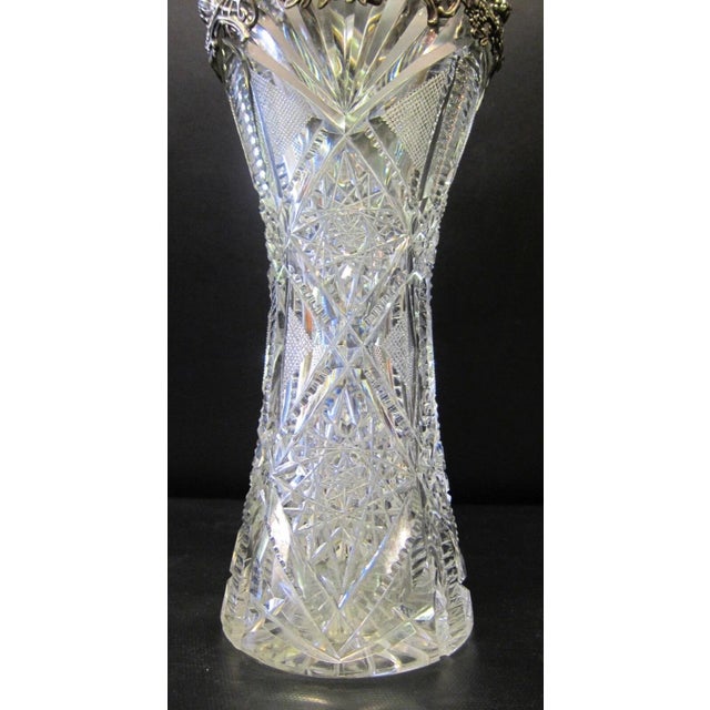 1920s American Brilliant Cut Crystal & Sterling Vase For Sale In New York - Image 6 of 10