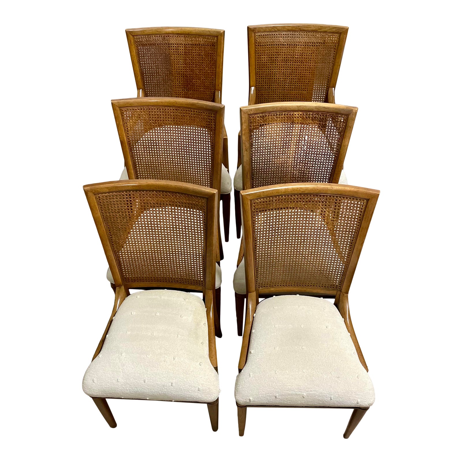 1960s Vintage Henredon Custom Folio Three Cane Back Dining Chairs Set