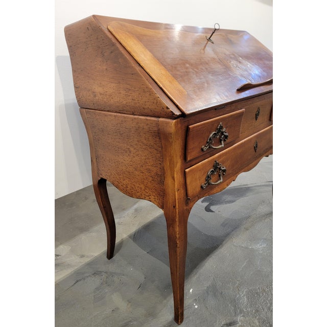 Animal Skin Louis XV Style Country French Slant Front Desk Circa. 1800 For Sale - Image 7 of 18