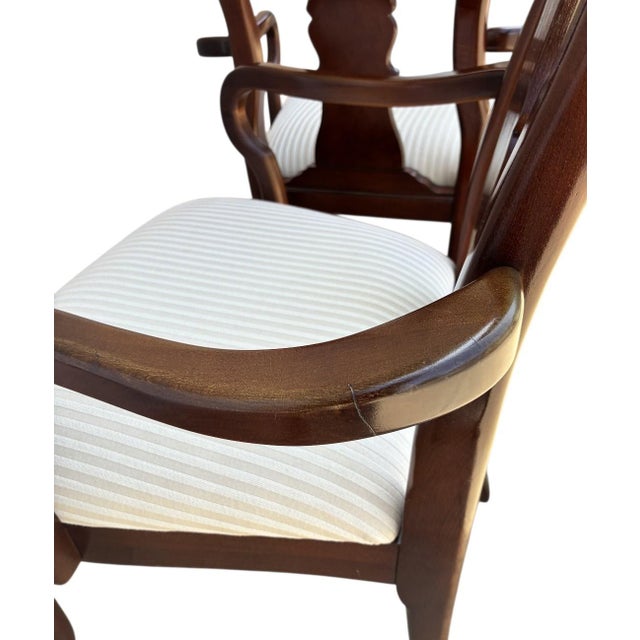 Pair Thomasville Collectors Cherry Queen Ann Dining Room Side Armchair 1990s For Sale - Image 10 of 16
