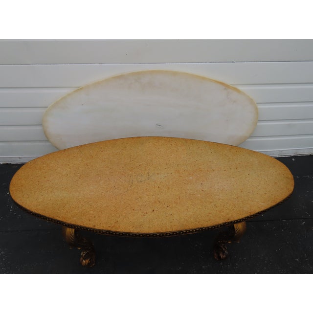 Wood French Antique Gold Finish Oval Marble Top Coffee Table 6640 For Sale - Image 7 of 18