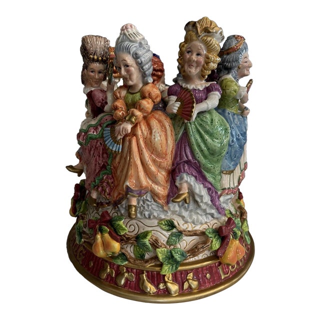 1980s Fitz & Floyd 12 Days of Christmas Nine Ladies a Dancing Porcelain Vase 11" Decor For Sale