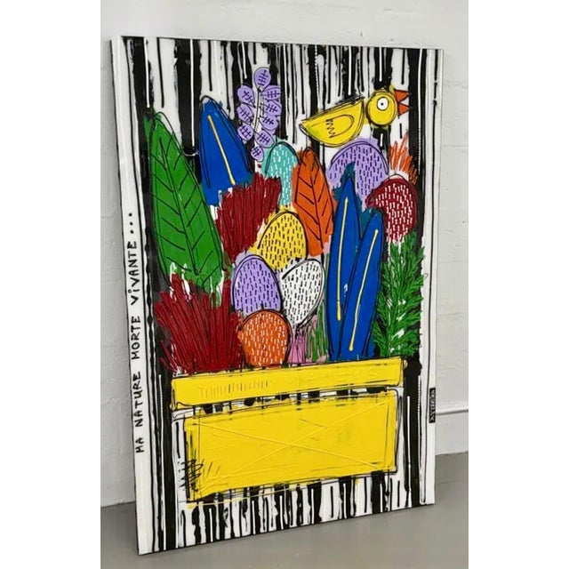 David Ferreira (France, 1982-) Acrylic on panel Hand signed Dimensions: 59 x 39.25 in. A large-scale textured work by...