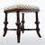 An elegant antique Louis XV style stool featuring an intricately carved wooden frame with gracefully curved legs. The...
