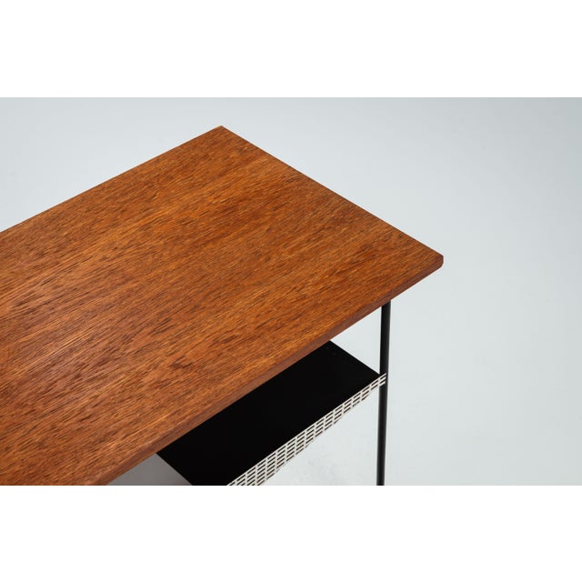Black Sidet Table with Teak Top and Black and White Storage Shelves, 1960s For Sale - Image 8 of 12