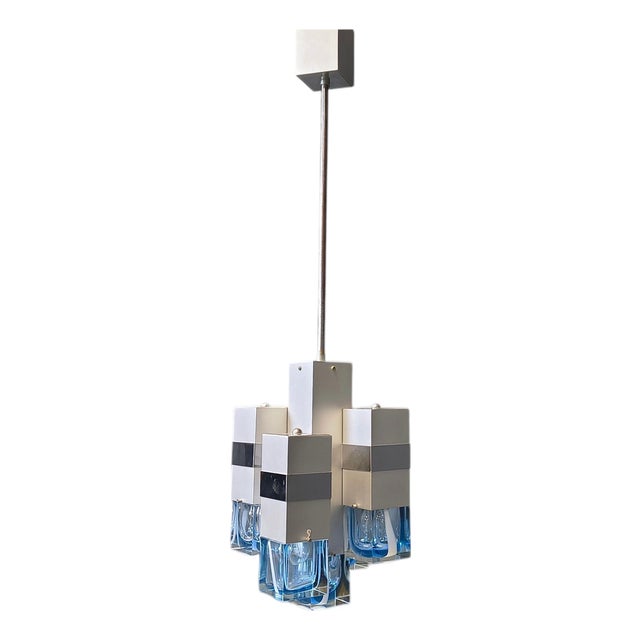 Vintage Cubic Chandelier by Gaetano Sciolari, 1970s For Sale