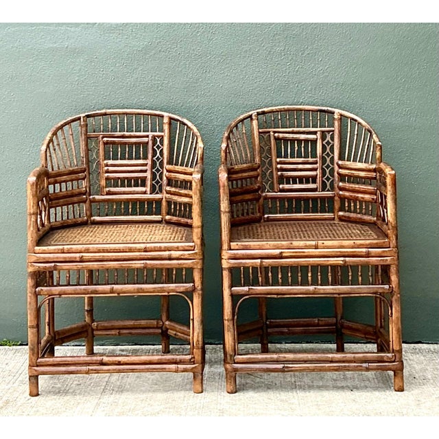 Brown Vintage Brighton Pavillion Rattan Chairs - A Pair For Sale - Image 8 of 18