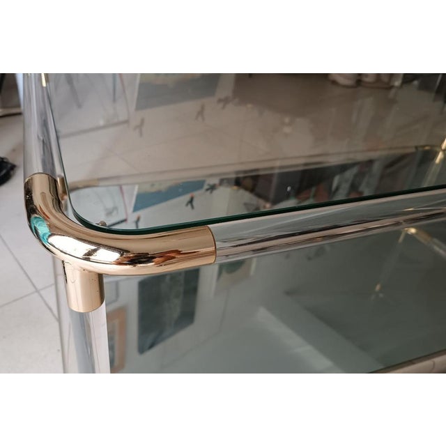 Side Table in Acrylic Glass & Brass For Sale - Image 6 of 10