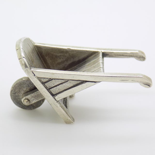 Vintage Italian Handmade Genuine Silver Wheelbarrow Dollhouse Miniature by Raspini Gioielli, 1980s For Sale - Image 4 of 11