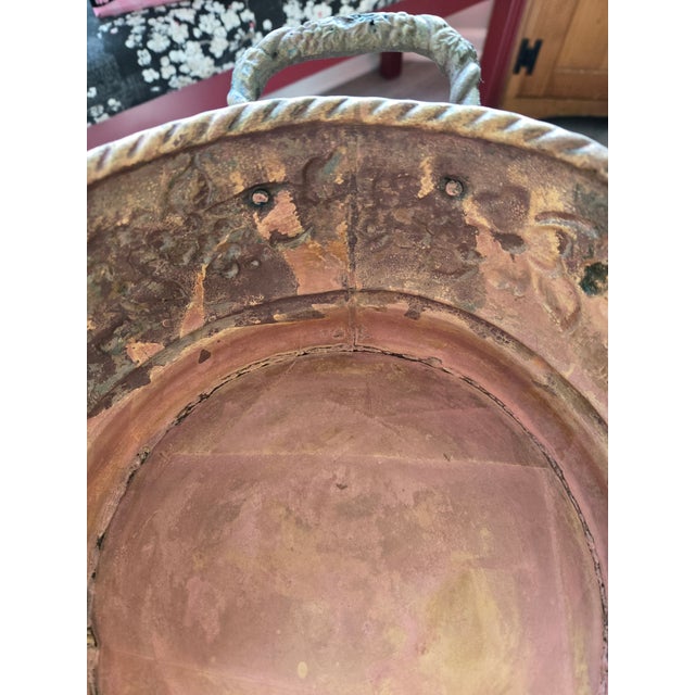 Antique 19thC Repoussé Copper Brass Planter Jardinière - Dovetail Cramp Seam 9-10" For Sale - Image 4 of 8